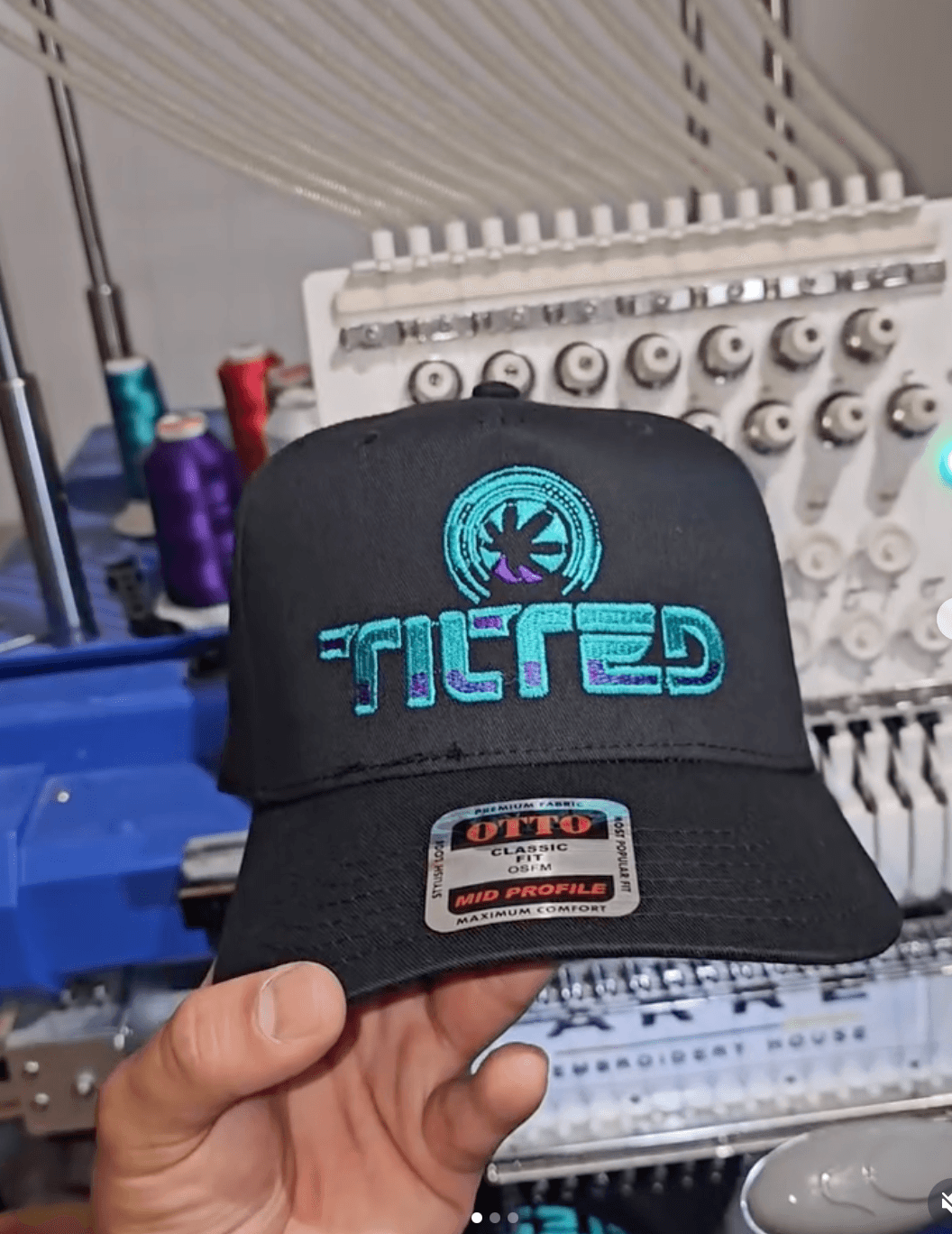 TILTED embroidered trucker hat